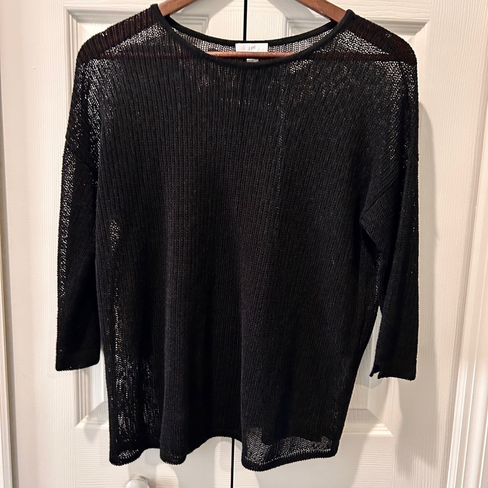 J. JILL Black Open-Weave Shimmer Knit Top – Size S - Picture 4 of 6